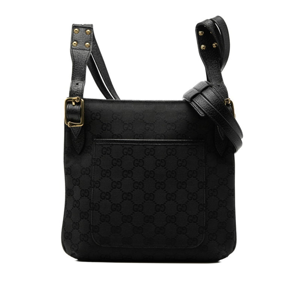 Gucci Black Canvas Leather Shoulder Bag (Pre-Owned)