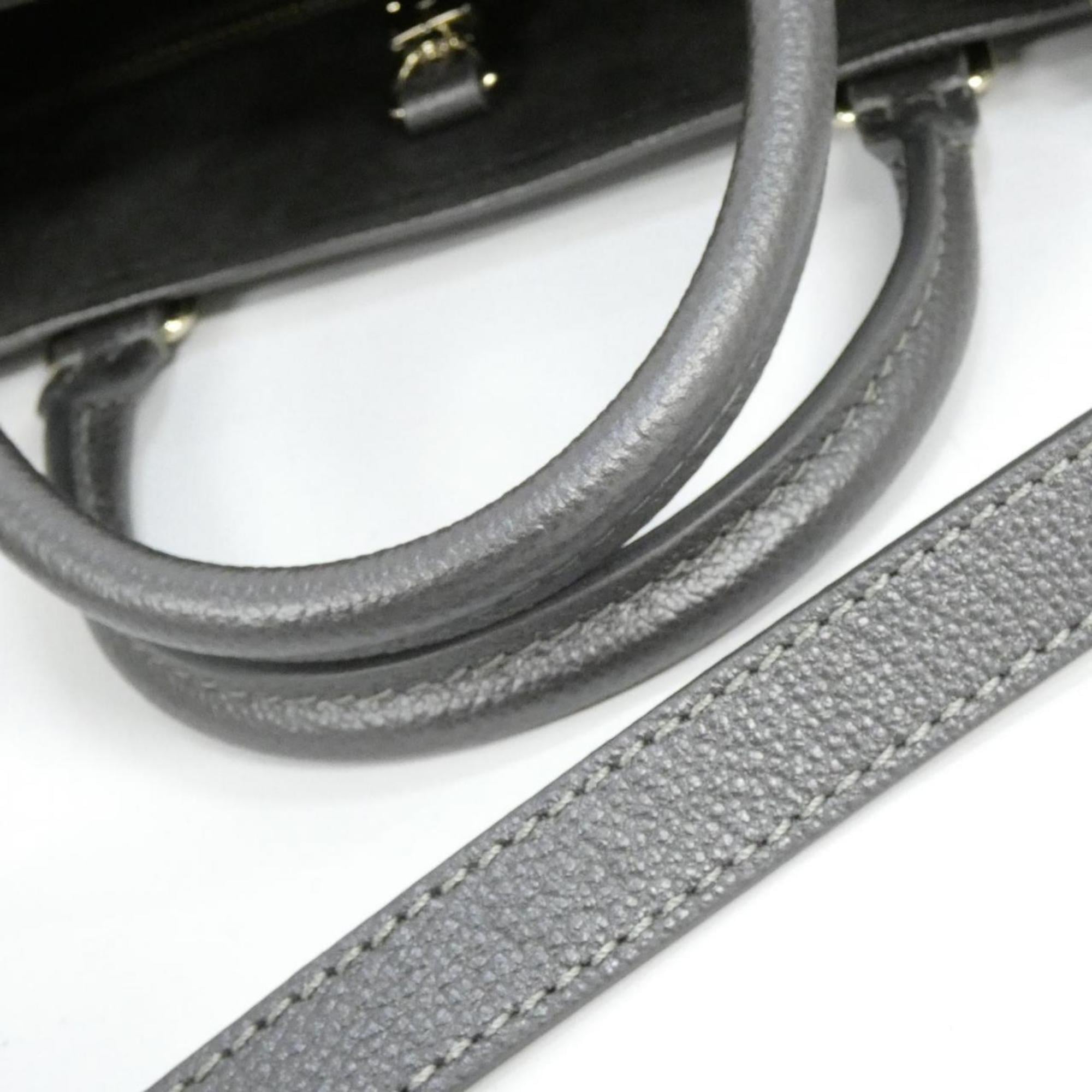 Louis Vuitton Gunmetal Silver Leather Handbag