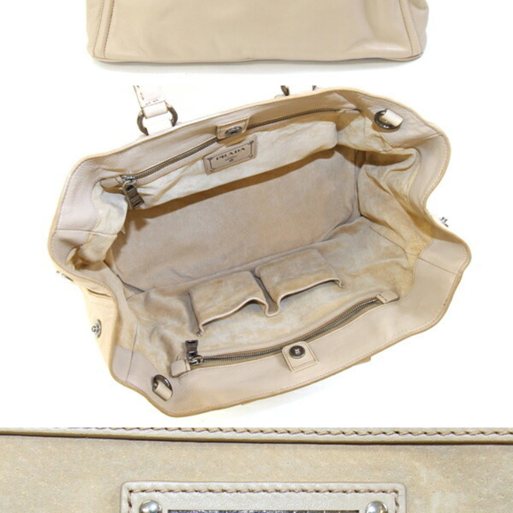 Prada Light Beige Leather Handbag Shoulder Bag