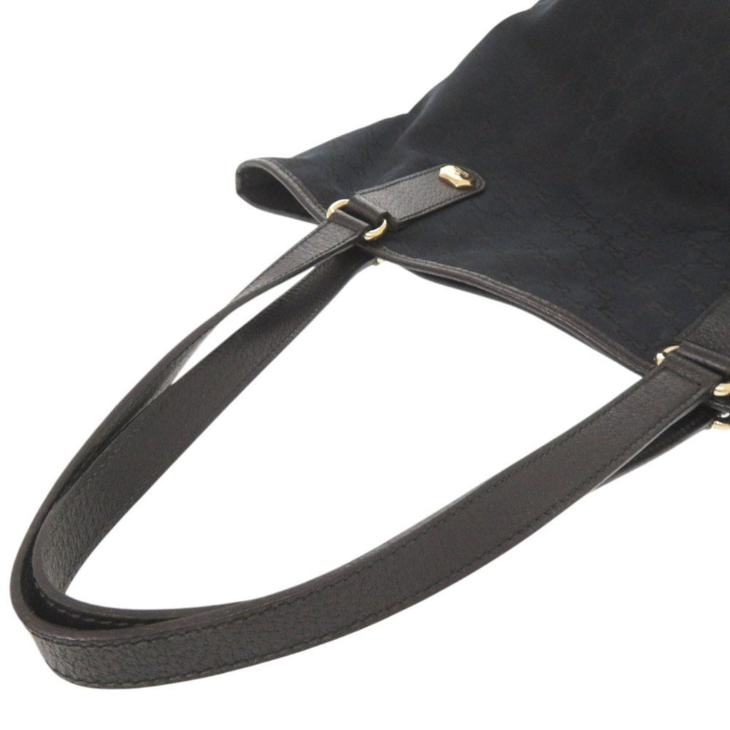 Gucci Black Gg Canvas Leather Tote Bag (Pre-Owned)
