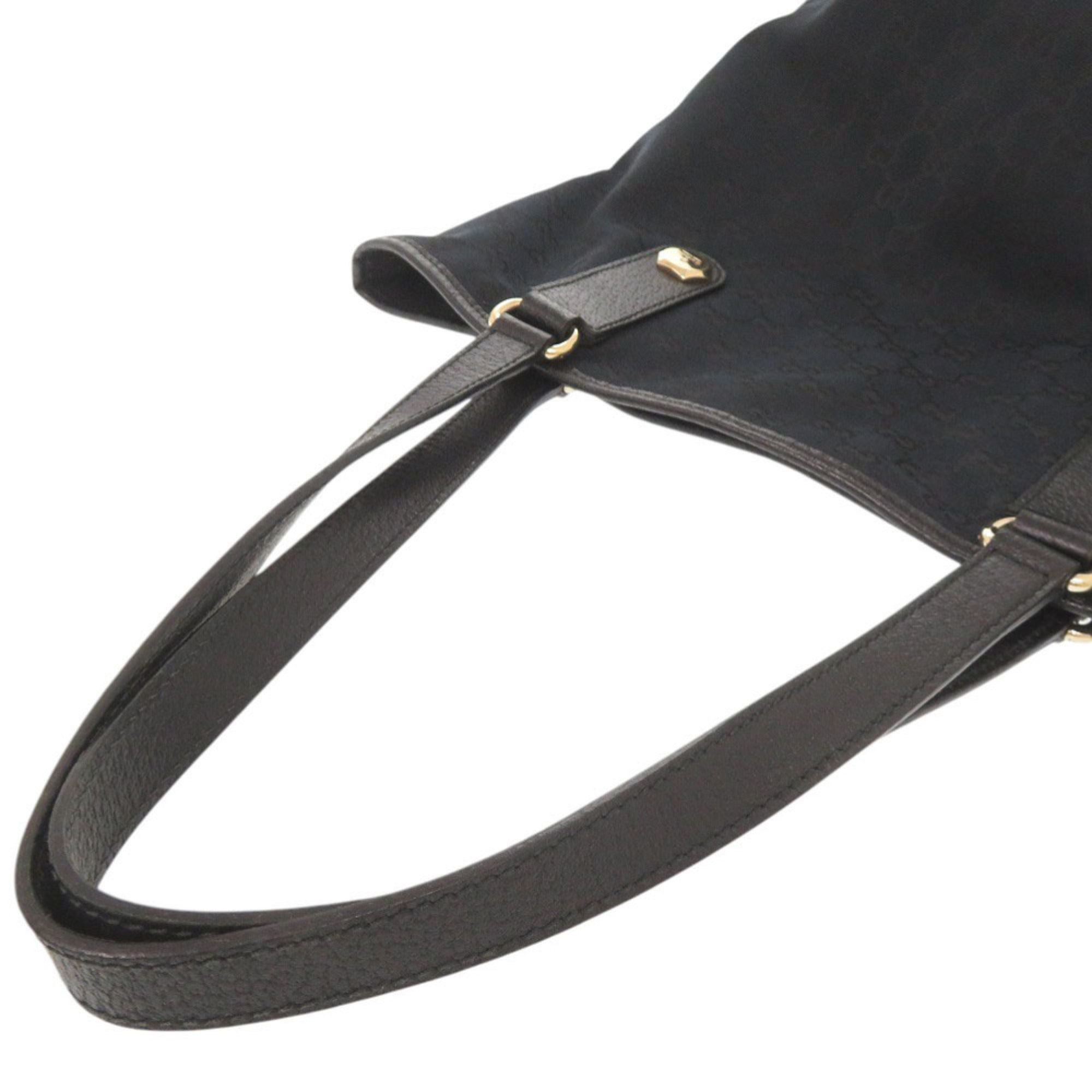 Gucci Black Gg Canvas Leather Tote Bag (Pre-Owned)