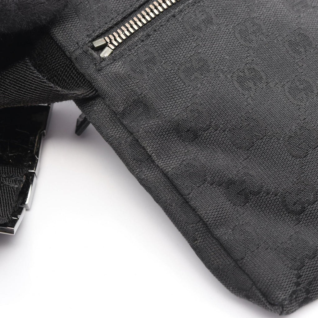 Gucci Black Gg Canvas Leather Fanny Pack Sling Bag (Pre-Owned)