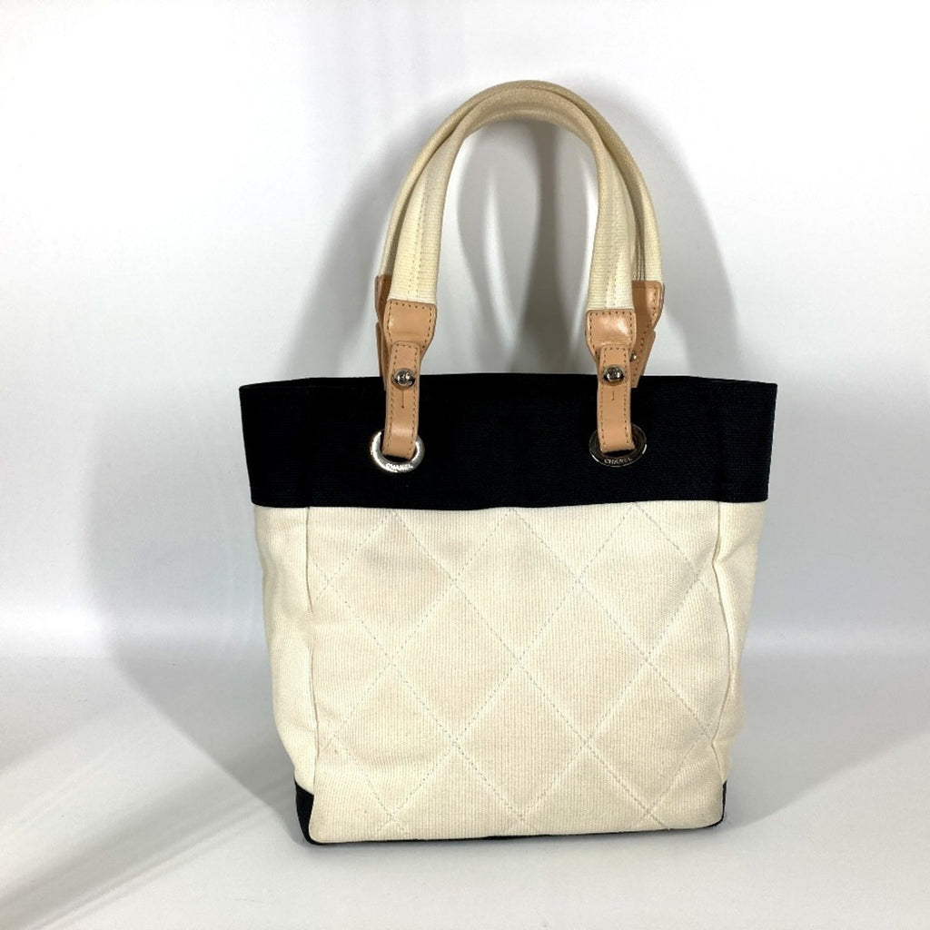 Chanel Black White Canvas Shoulder Bag Tote Bag