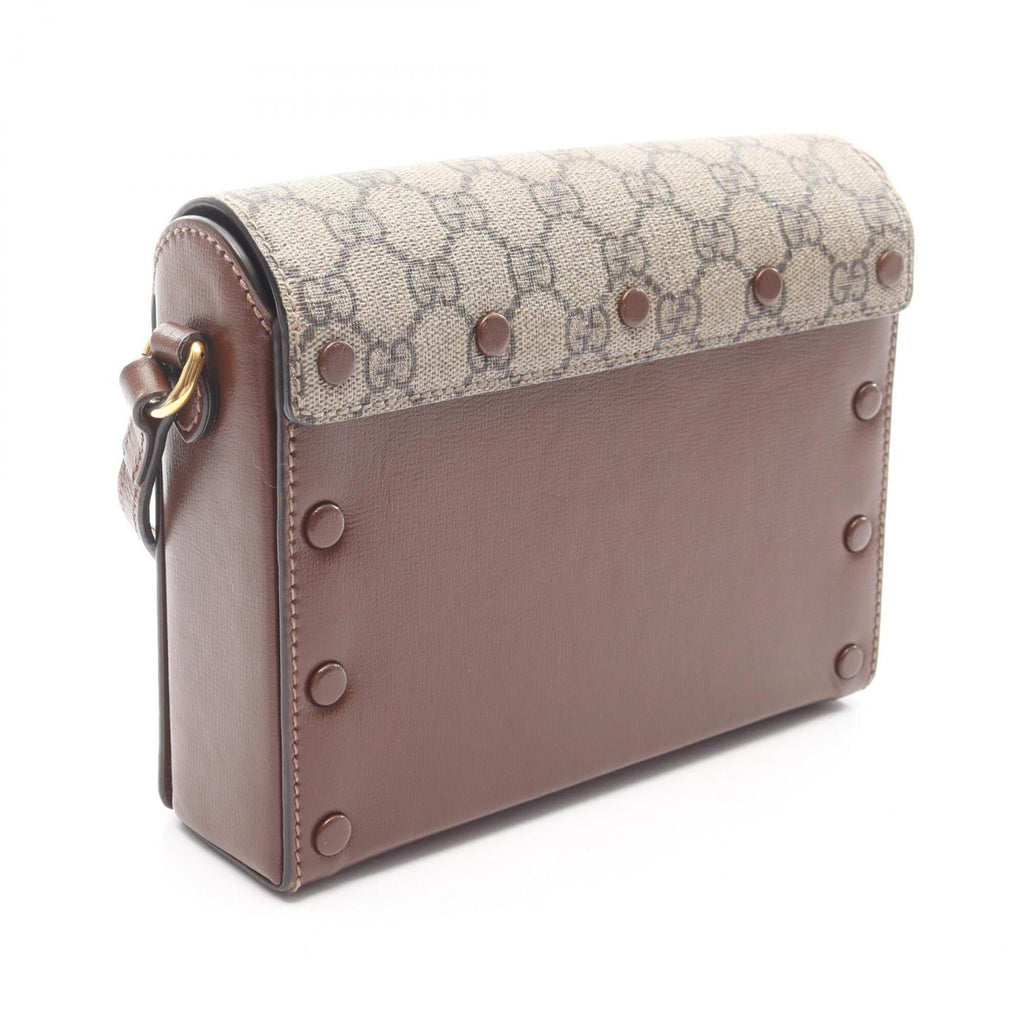 Gucci Beige Brown Red Color Gg Supreme Shoulder Bag (Pre-Owned)