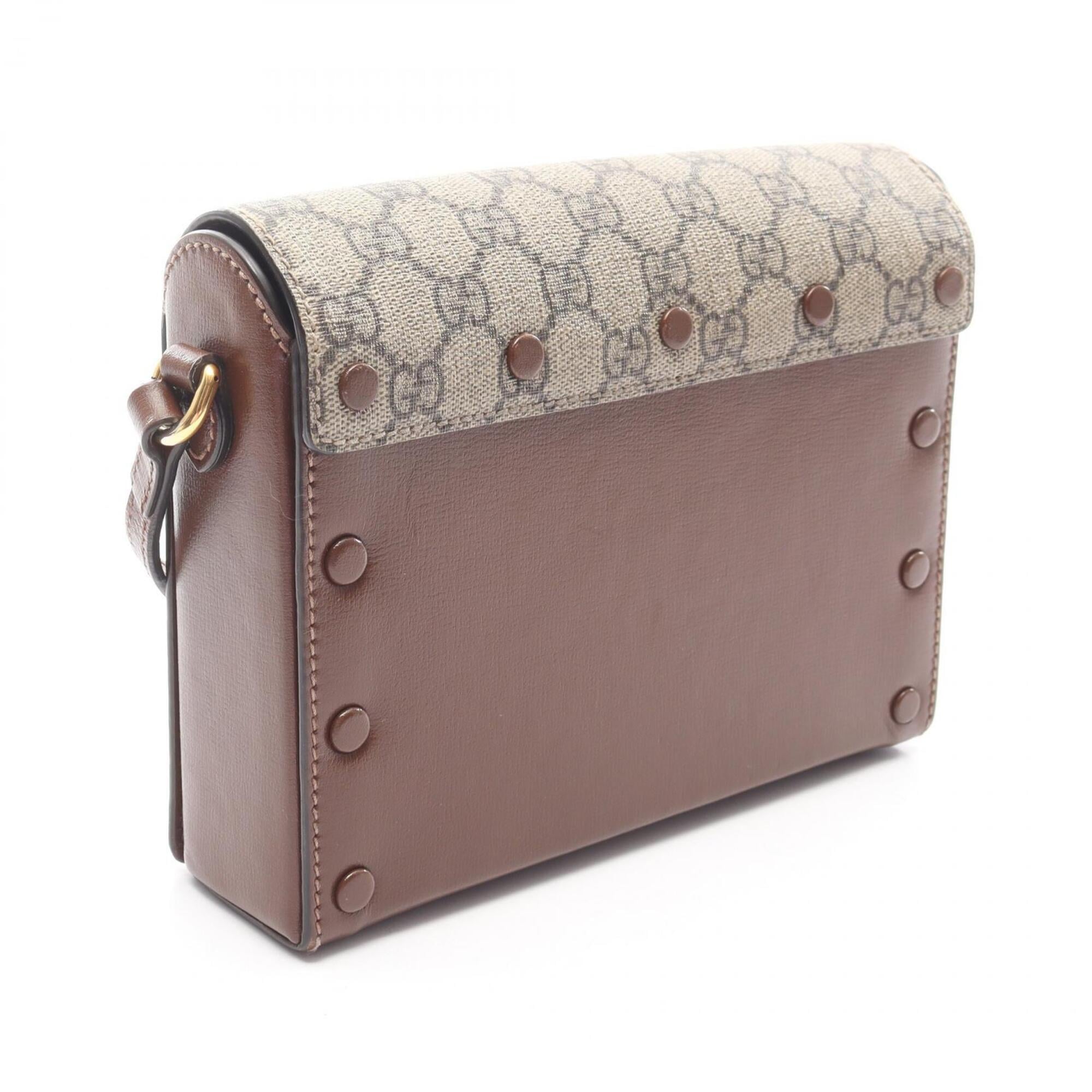 Gucci Beige Brown Red Color Gg Supreme Shoulder Bag (Pre-Owned)