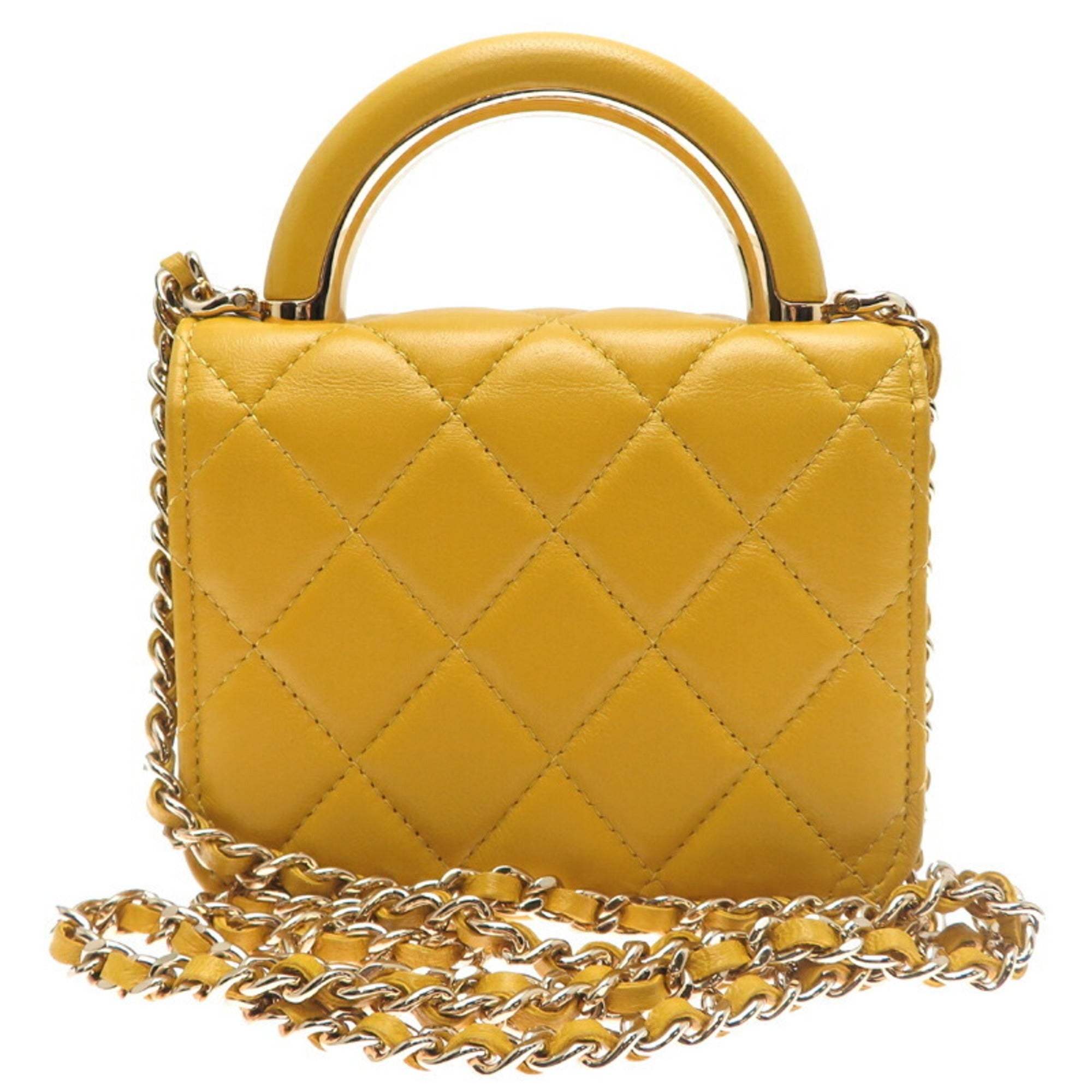 Chanel Yellow Leather Shoulder Bag