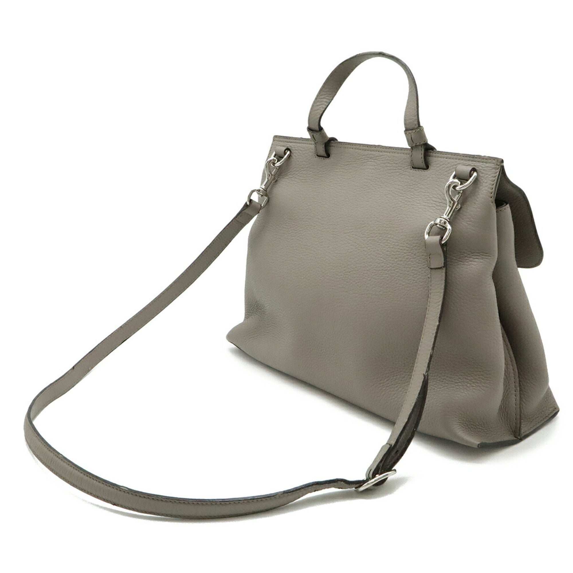 Gucci Gray Bamboo Leather Handbag Shoulder Bag (Pre-Owned)