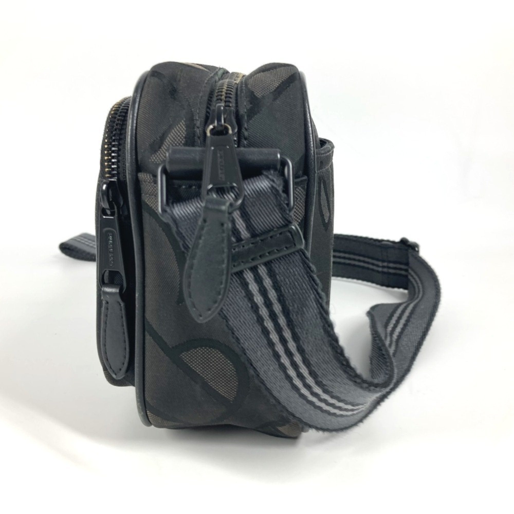 Burberry Black Gray Nylon Canvas Pochette Shoulder Bag