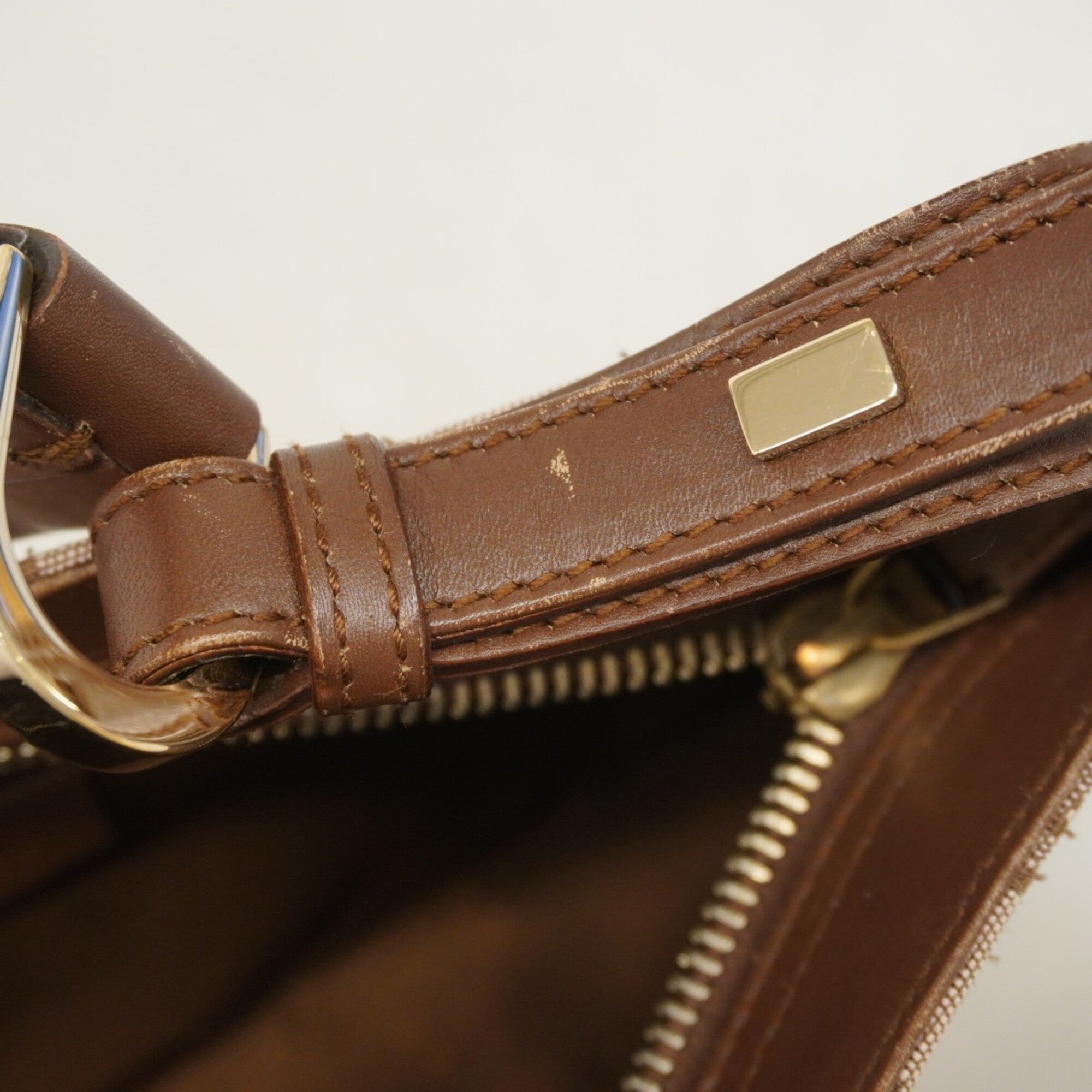 Gucci Brown Canvas Leather Handbag (Pre-Owned)