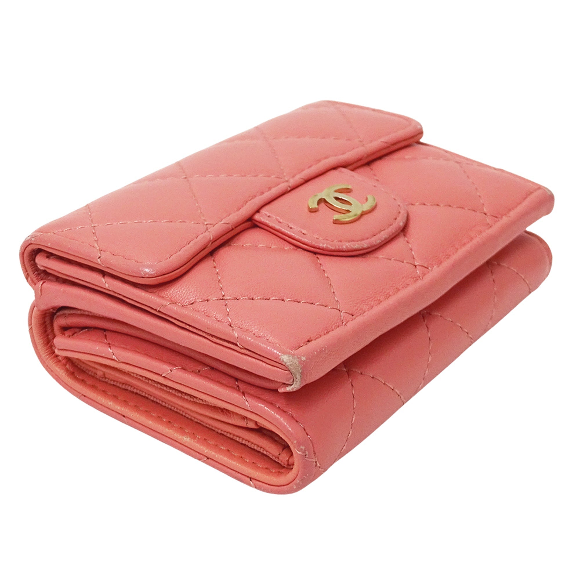 Chanel Pink Leather Wallet (Tri-Fold)