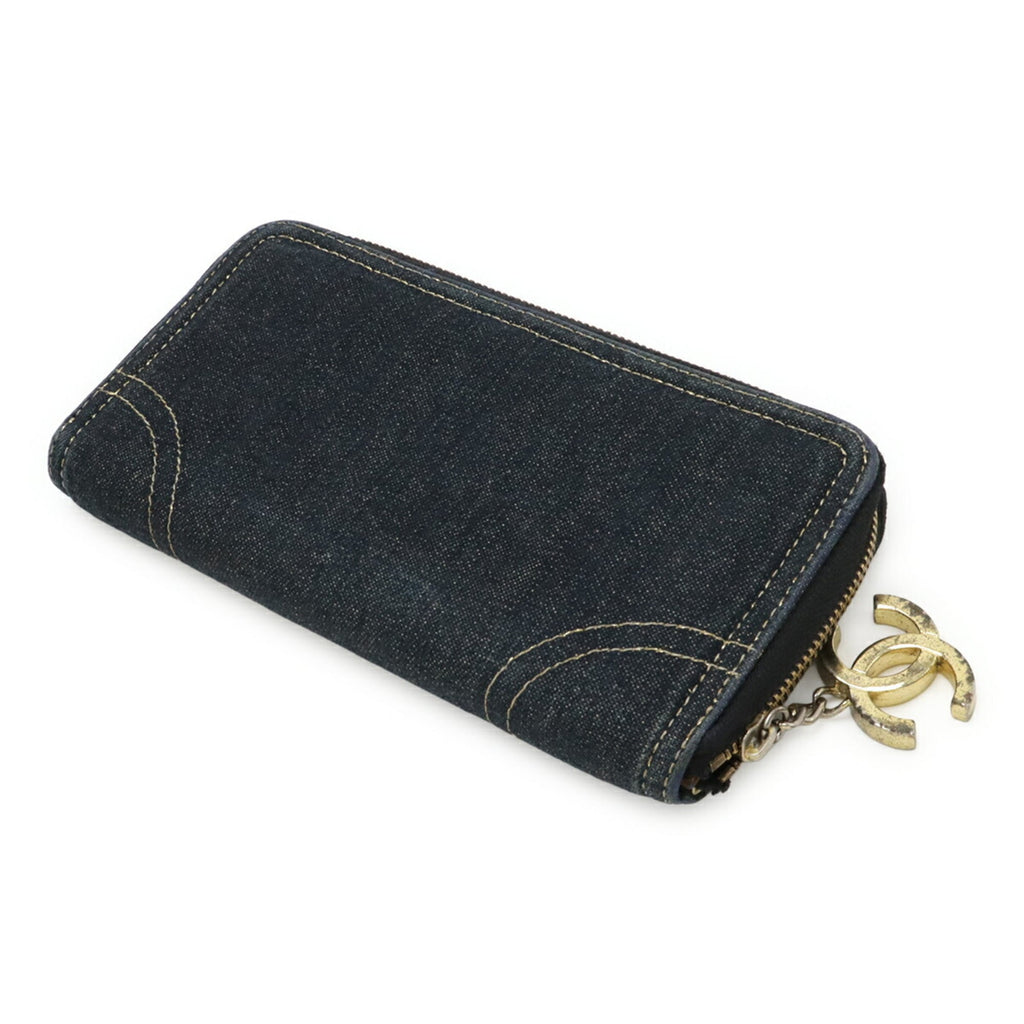 Chanel Denim Leather Long Wallet (Bi-Fold)