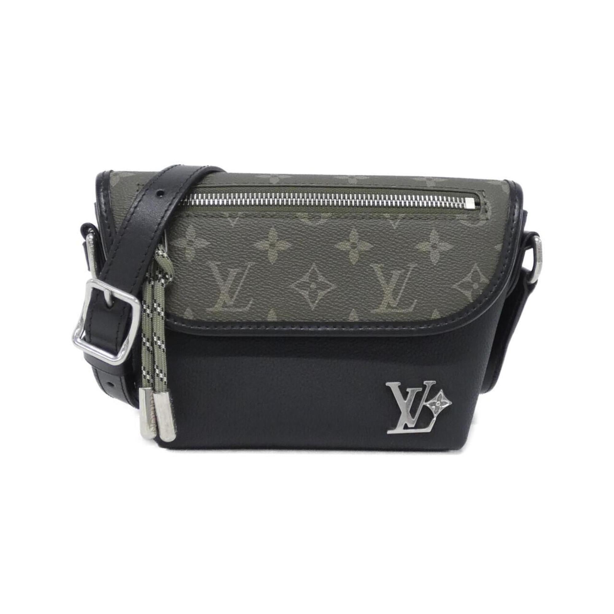 Louis Vuitton Black Khaki Monogram Leather Shoulder Bag