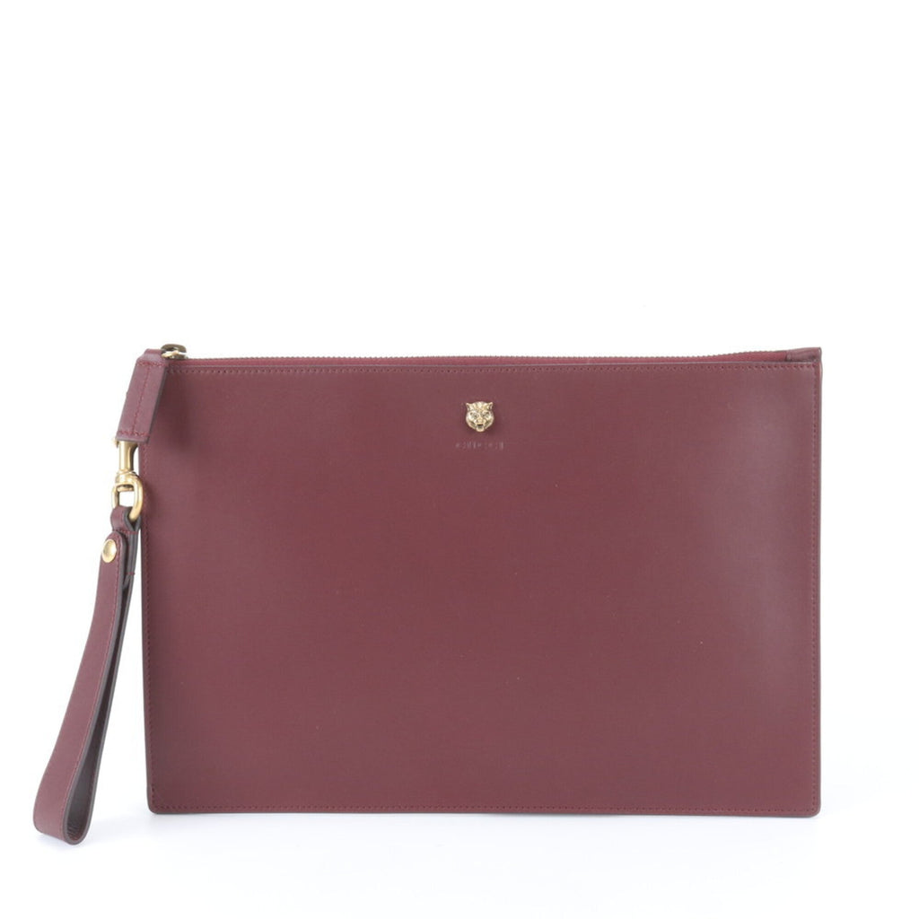 Gucci Animalier Bordeaux Leather Handbag Pouch (Pre-Owned)