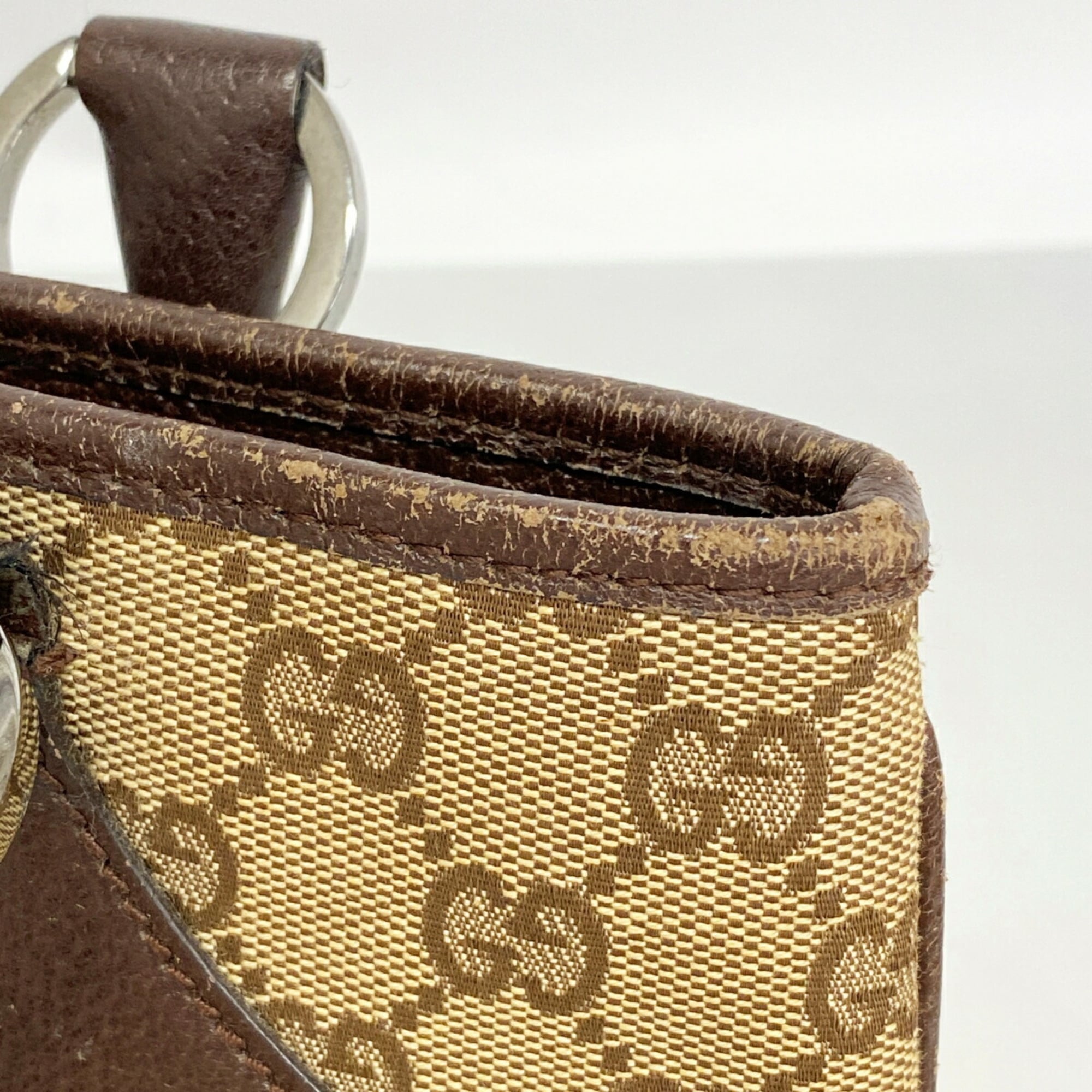 Gucci Brown Canvas Handbag (Pre-Owned)