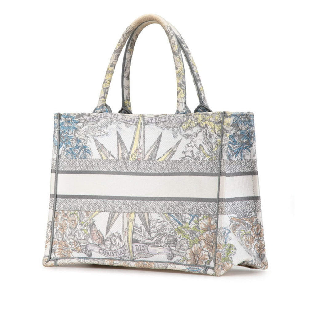 Christian Dior Multi-Color White Jacquard Tote Bag (Pre-Owned)