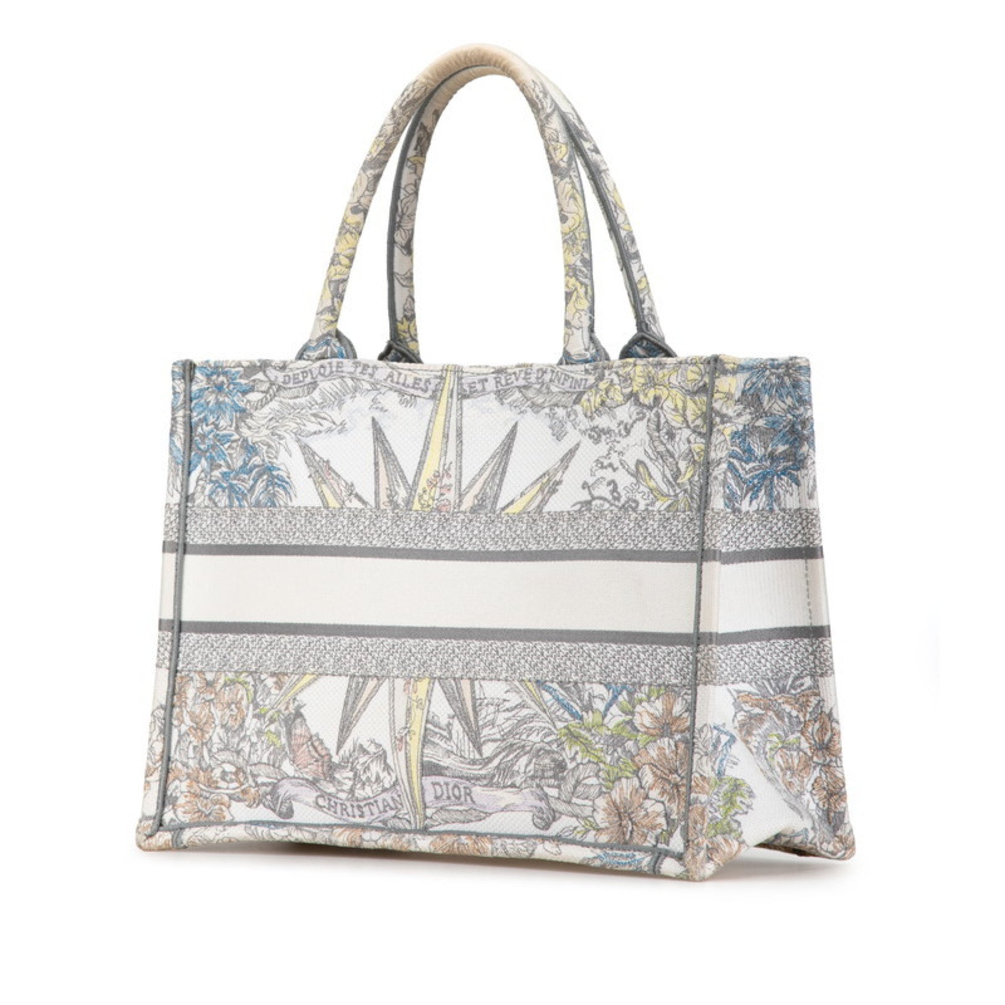 Christian Dior Multi-Color White Jacquard Tote Bag (Pre-Owned)