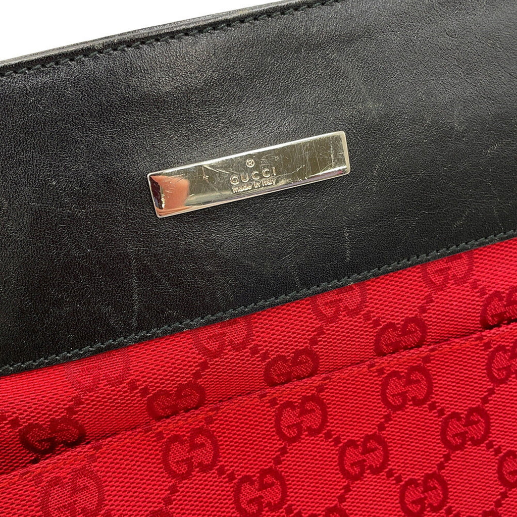 Gucci Black Red Color Gg Canvas Leather Handbag Shoulder Bag (Pre-Owned)