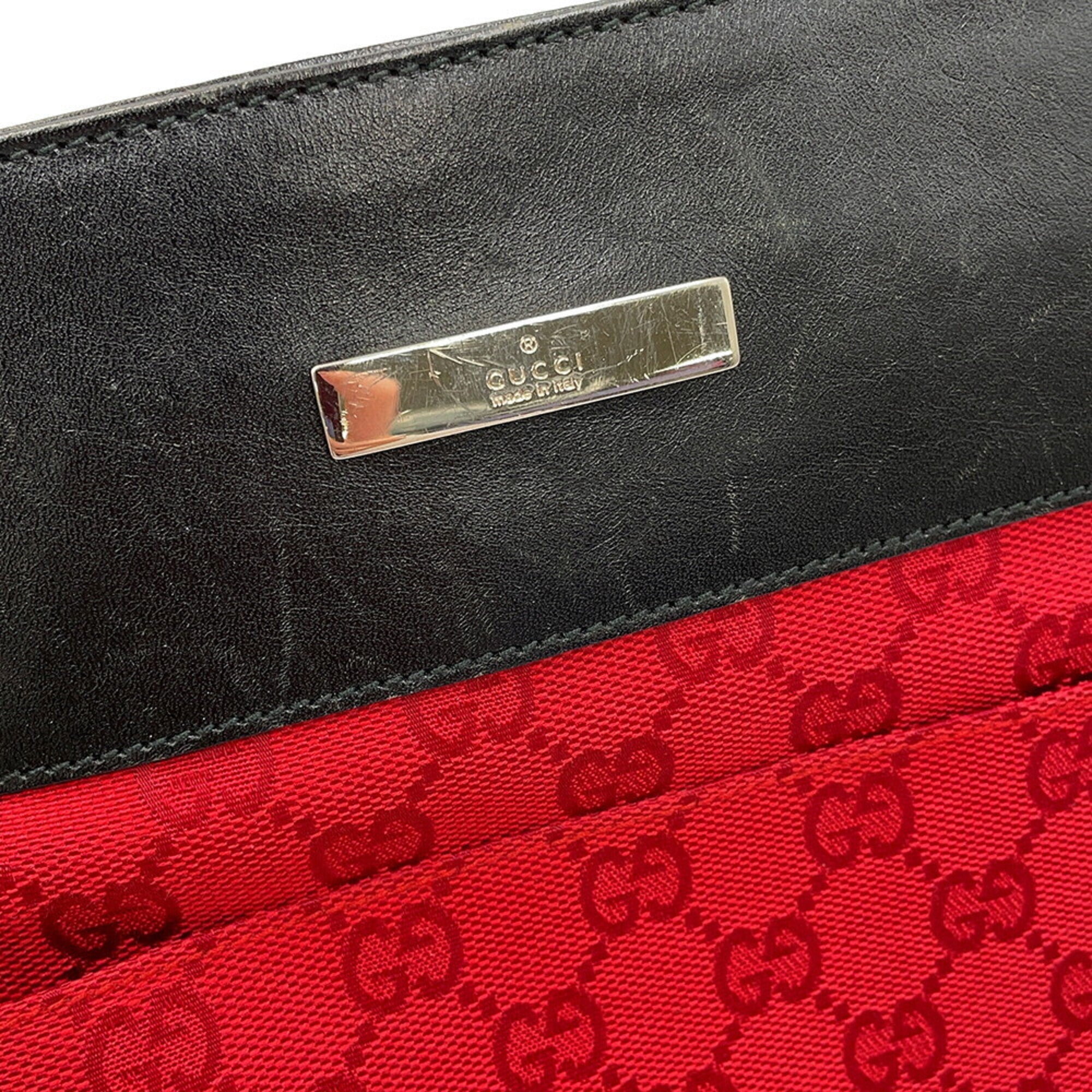 Gucci Black Red Color Gg Canvas Leather Handbag Shoulder Bag (Pre-Owned)