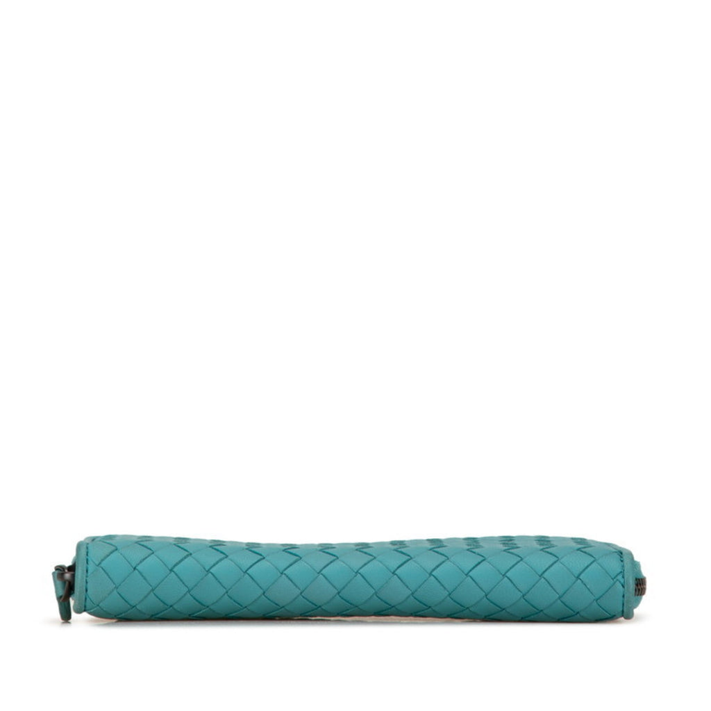 Bottega Veneta Green Light Blue Leather Long Wallet (Bi-Fold)