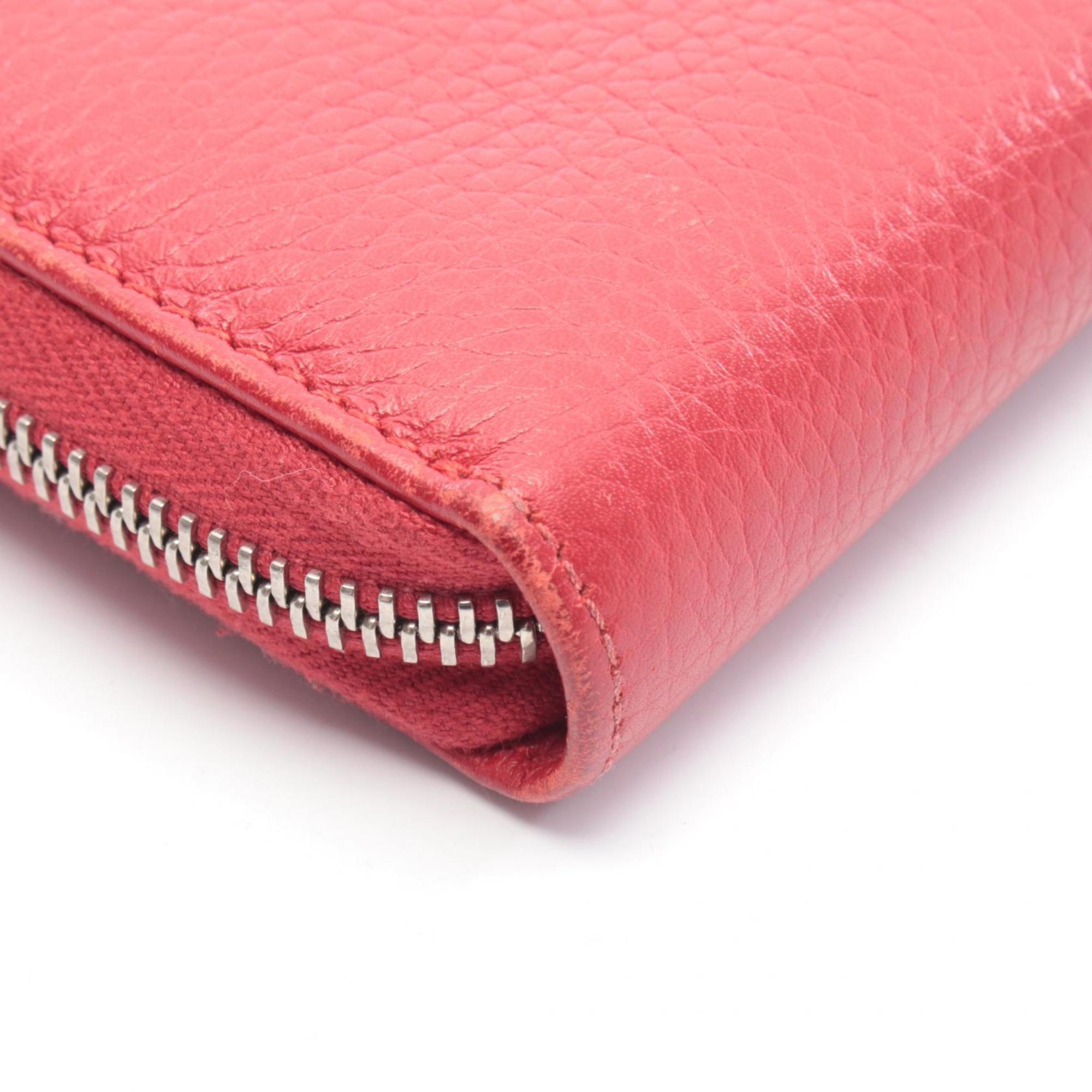 Gucci Red Color Leather Long Wallet (Bi-Fold) (Pre-Owned)