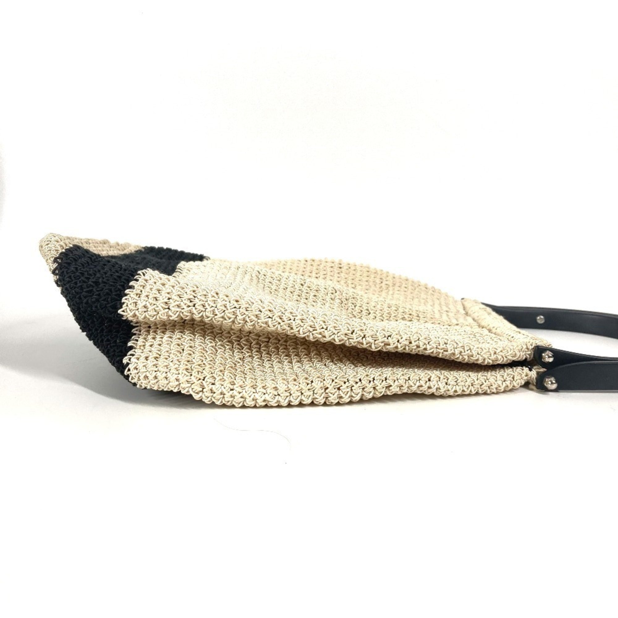 Chanel Beige Black Mesh Handbag