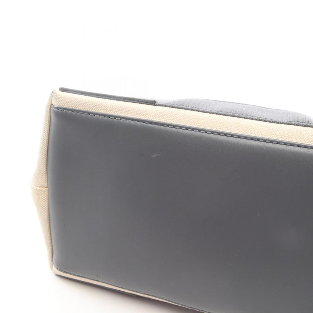 Balenciaga Gray Navy White Canvas Leather Handbag Tote