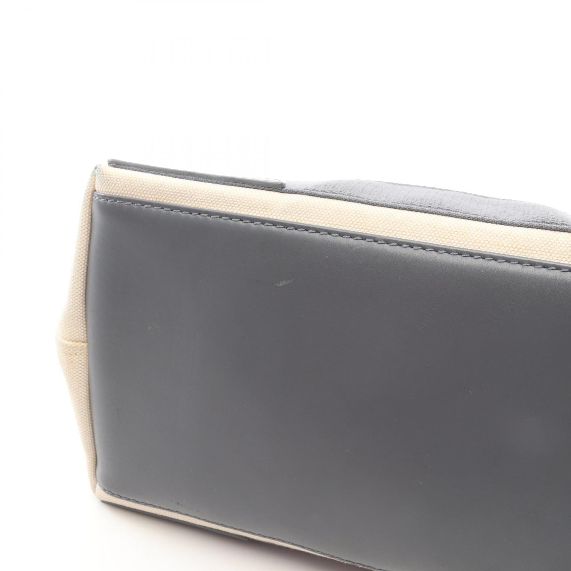 Balenciaga Gray Navy White Canvas Leather Handbag Tote