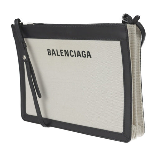 Balenciaga Black Canvas Leather Clutch