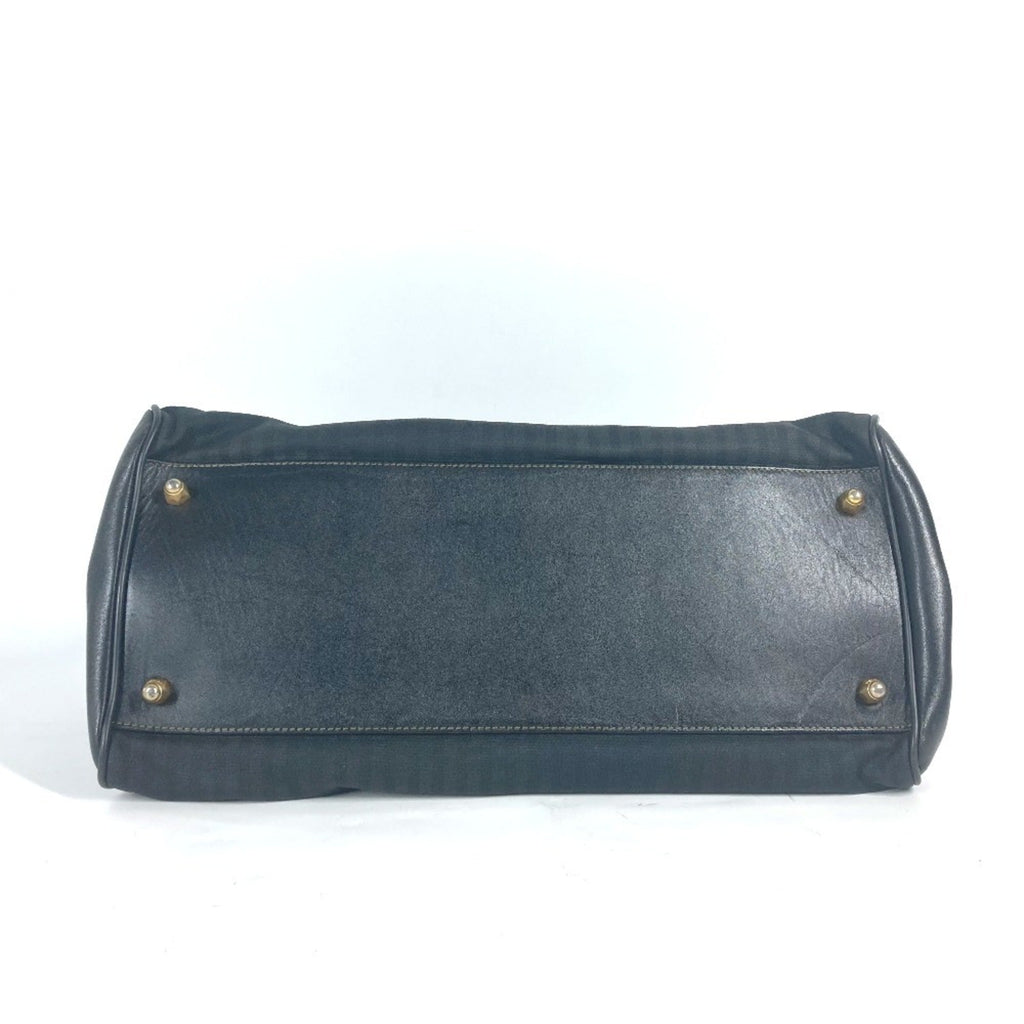 Fendi Pequin Black Leather Pvc Handbag