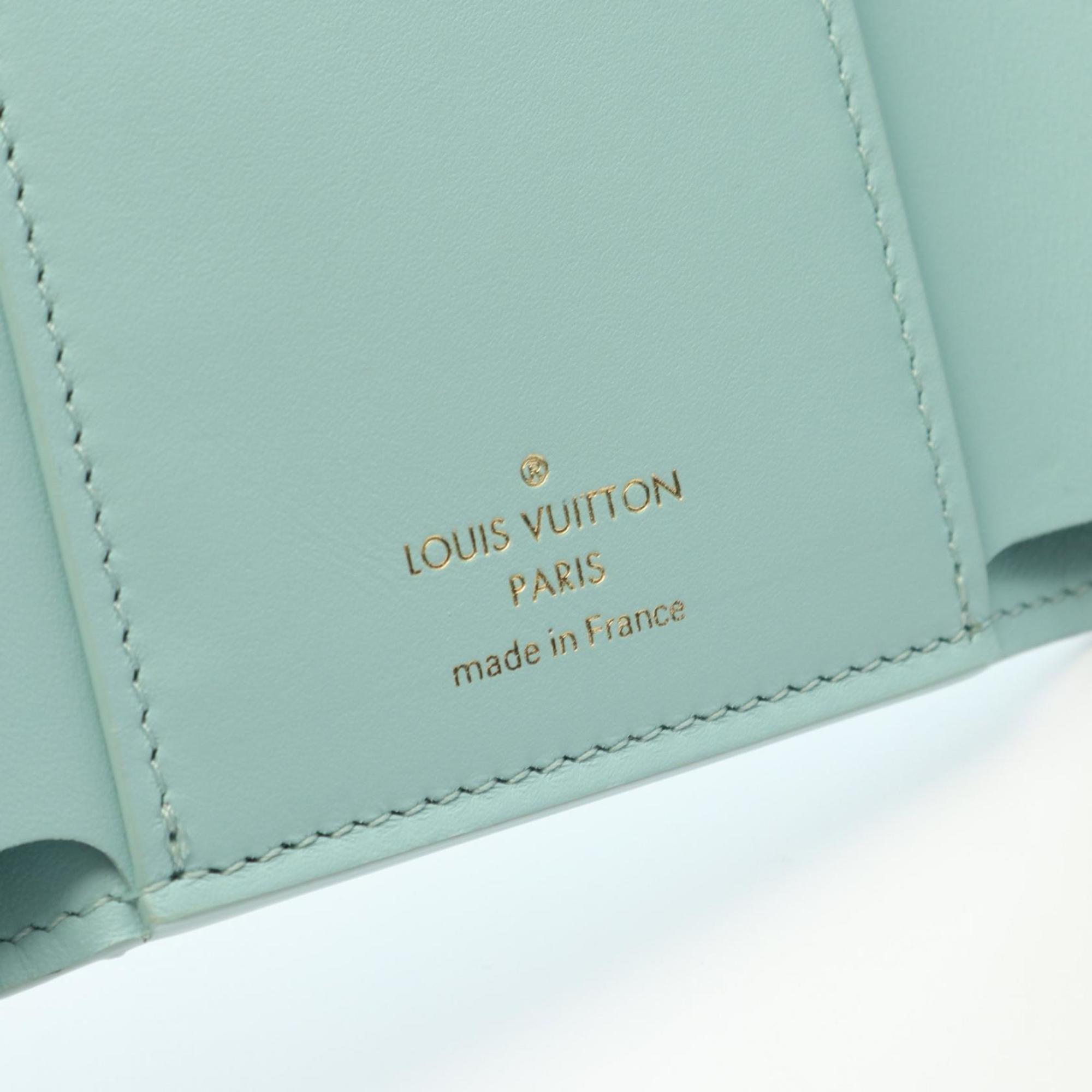 Louis Vuitton Blue Green Leather Wallet (Tri-Fold)