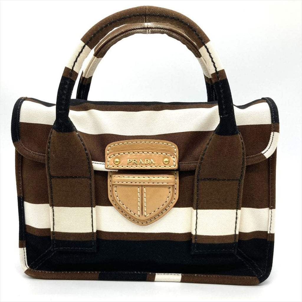 Prada Brown Multi-Color Canvas Handbag