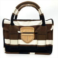 Prada Brown Multi-Color Canvas Handbag