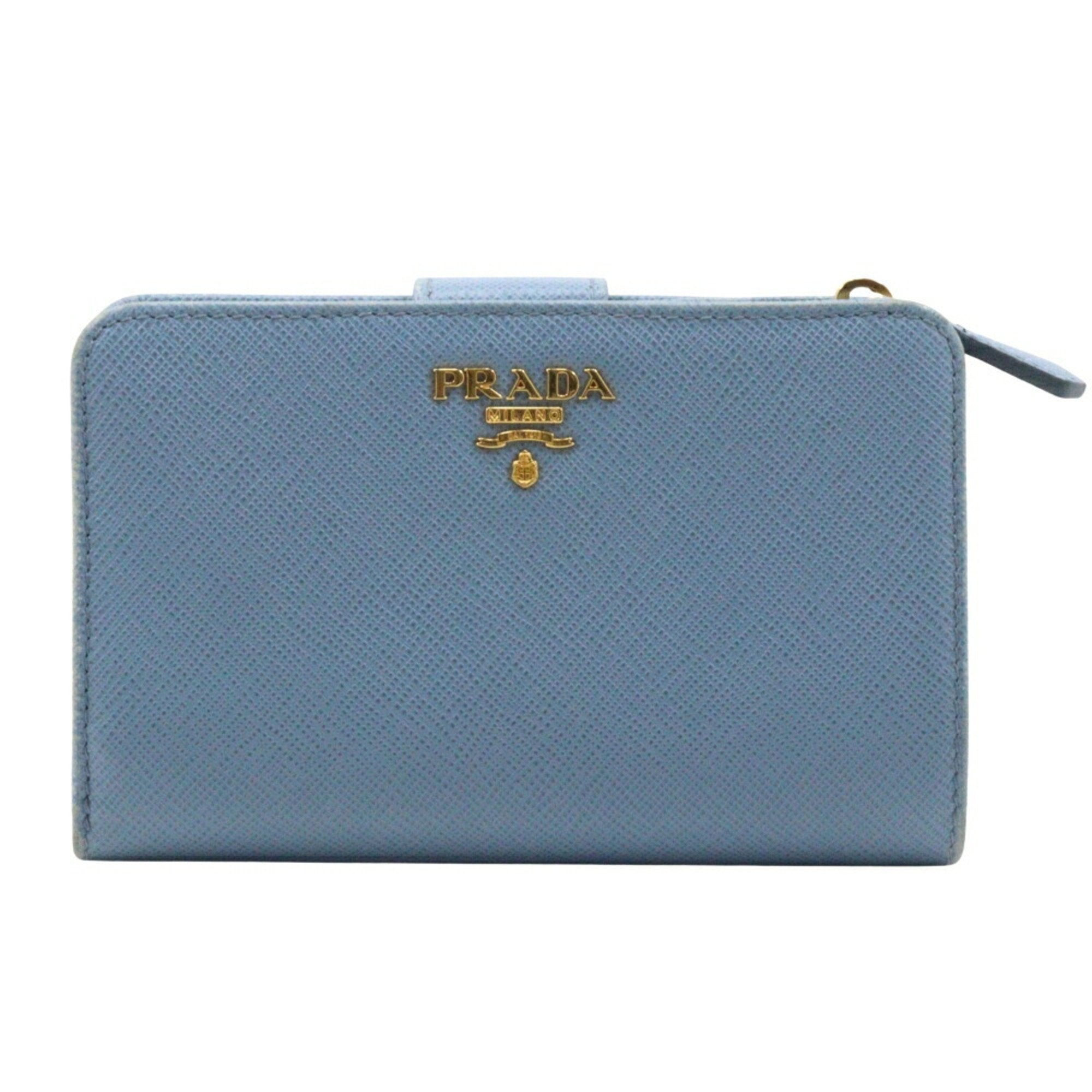Prada Astrale Light Blue Saffiano Wallet (Bi-Fold)