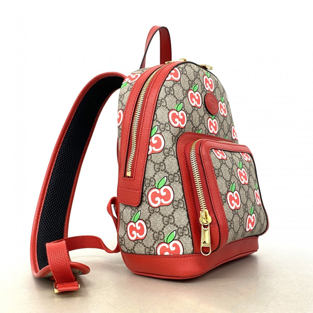Gucci Beige Red Color Pvc Backpack (Pre-Owned)