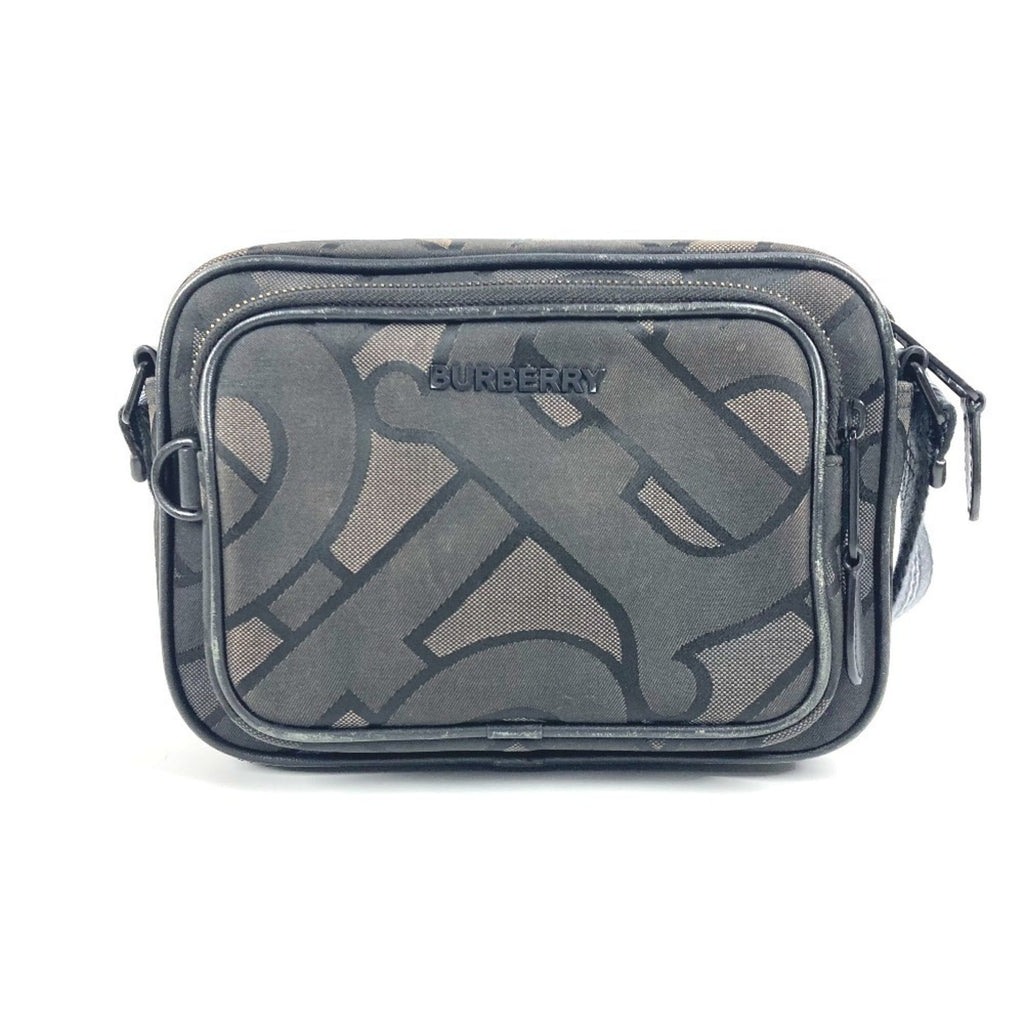 Burberry Black Gray Nylon Canvas Pochette Shoulder Bag