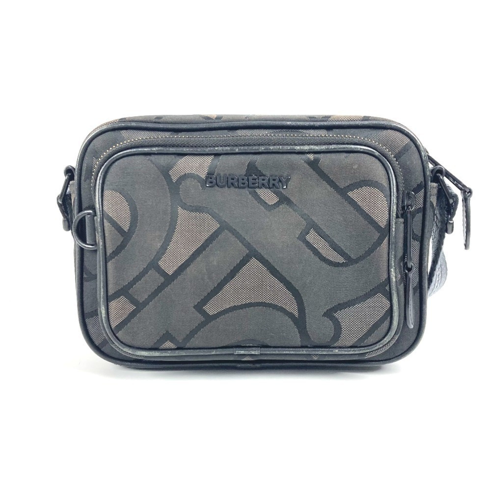 Burberry Black Gray Nylon Canvas Pochette Shoulder Bag