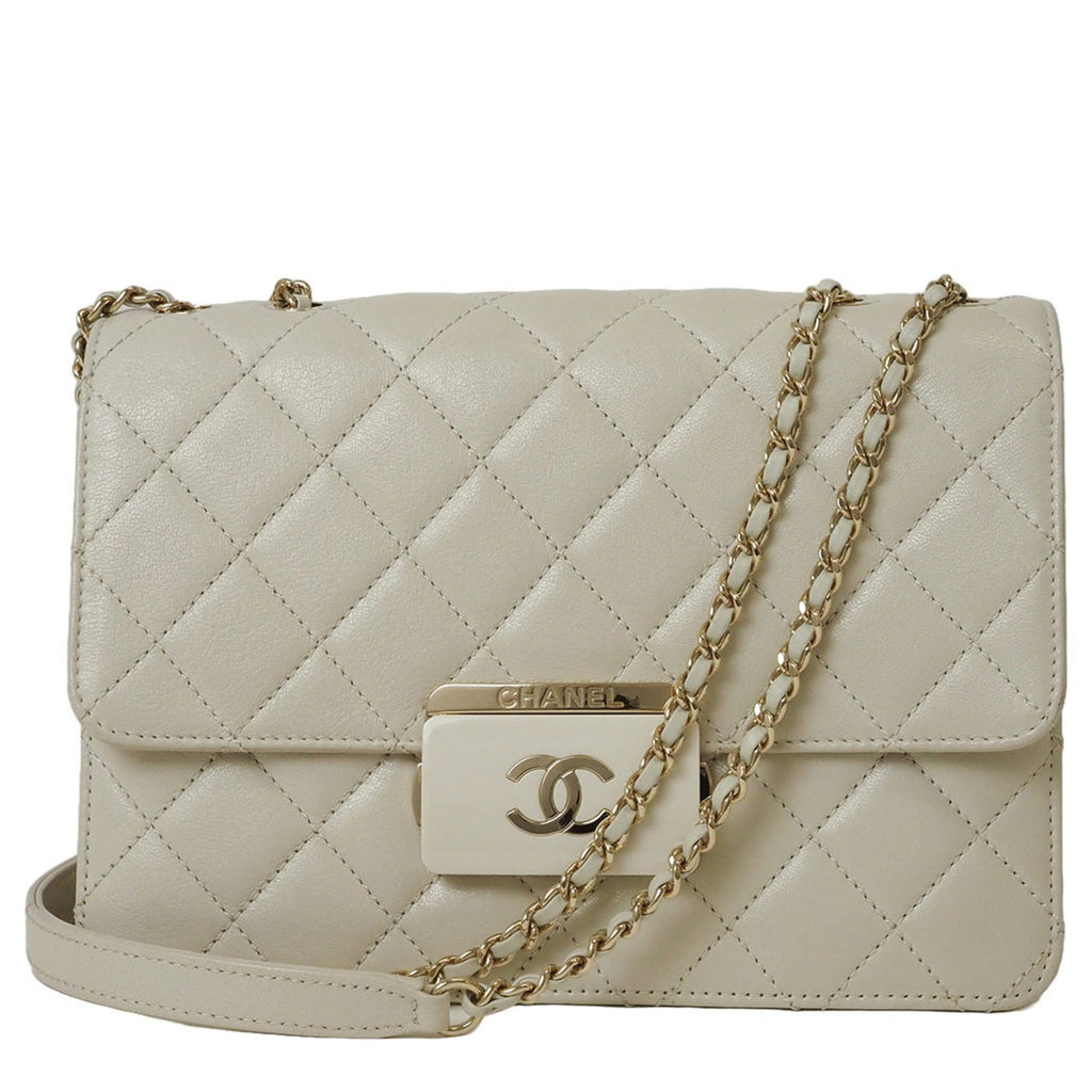Chanel Light Beige Leather Shoulder Bag