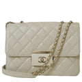 Chanel Light Beige Leather Shoulder Bag