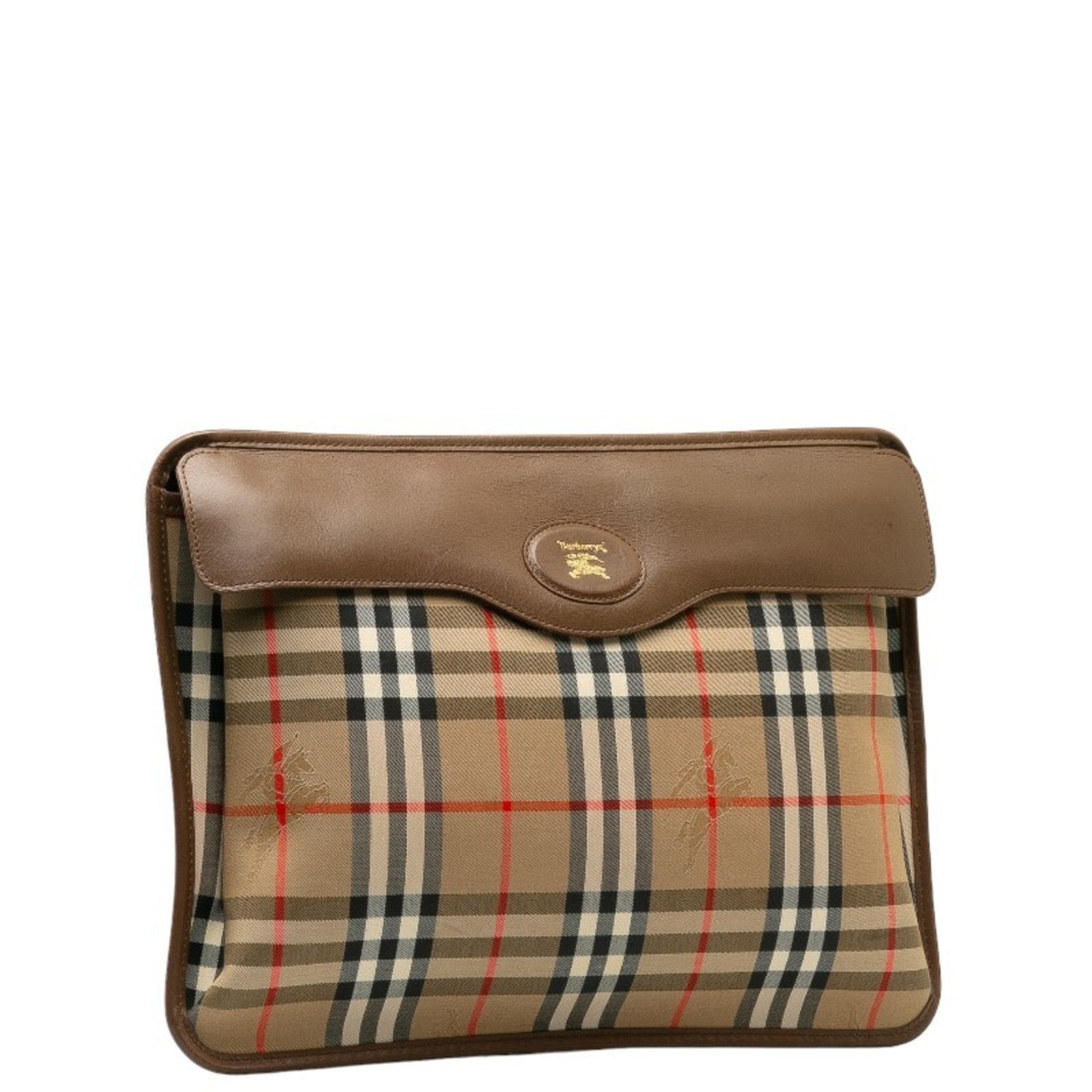 Burberry Beige Canvas Leather Clutch Bag