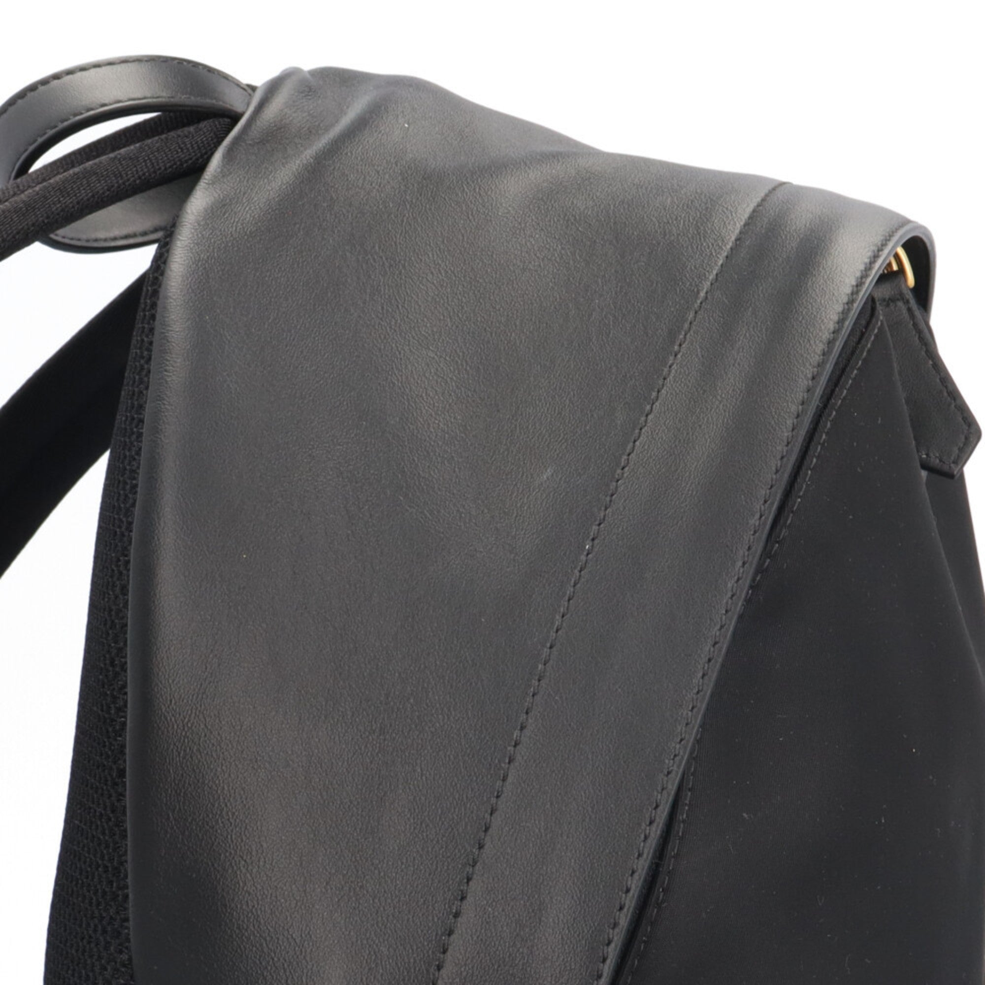 Fendi Black Nylon Leather Backpack