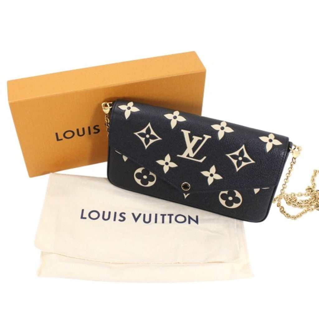 Louis Vuitton Beige Bicolor Black Monogram Empreinte Clutch Bag Pochette Shoulder Bag