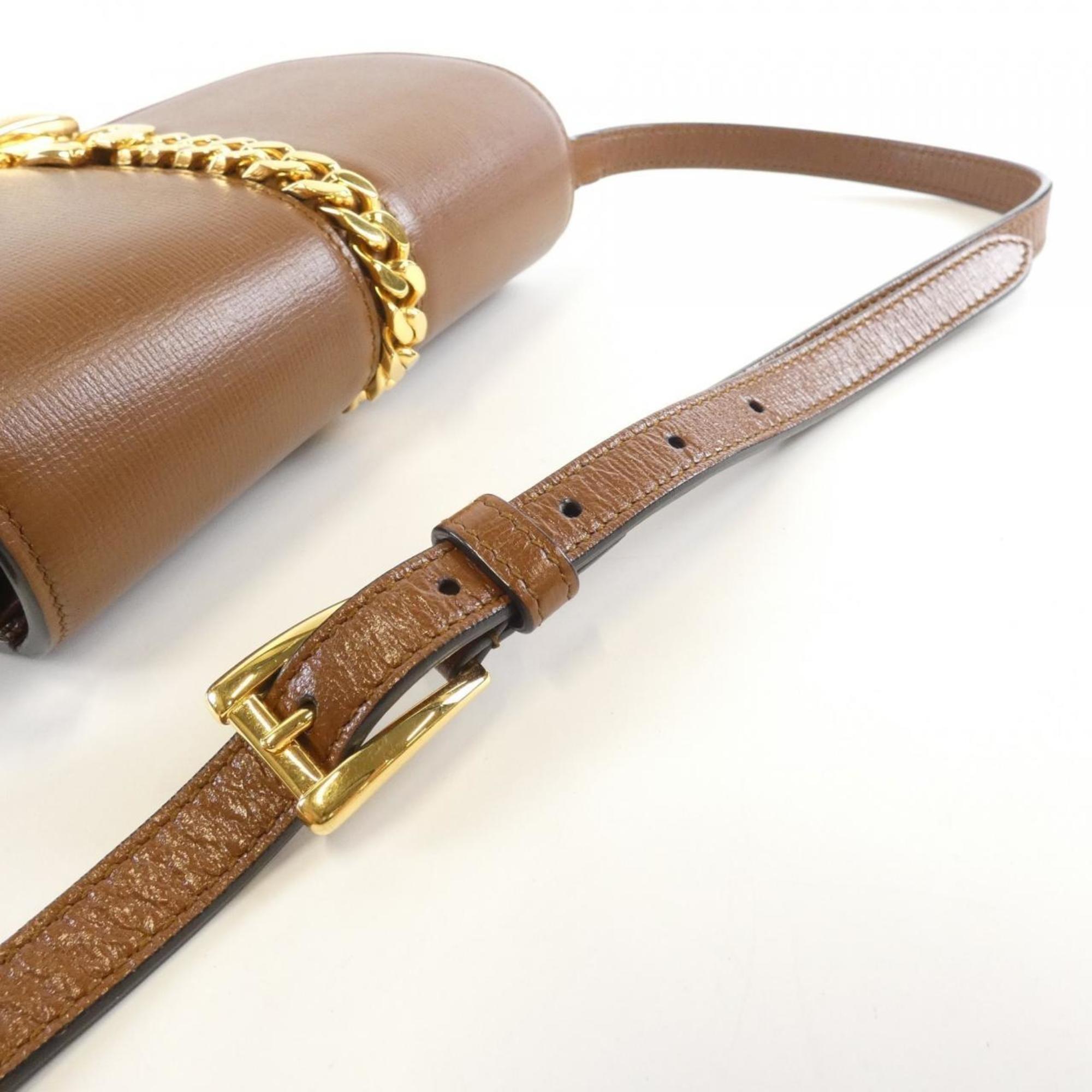 Gucci Brown Leather Shoulder Bag (Pre-Owned)