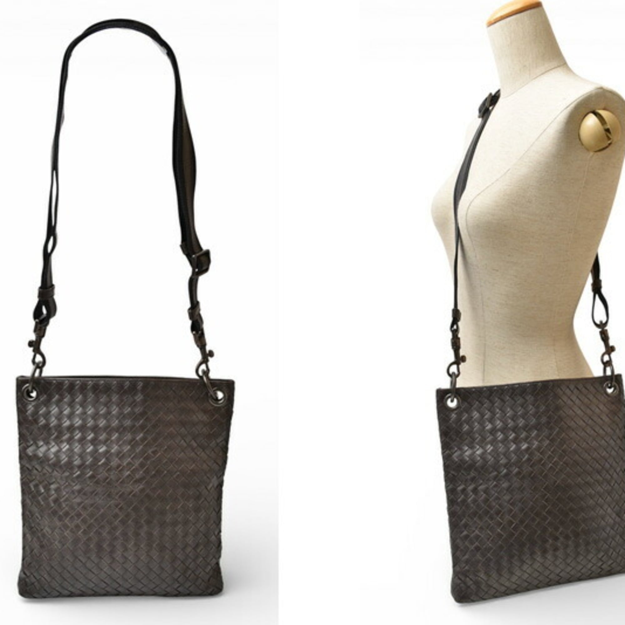Bottega Veneta Dark Brown Leather Shoulder Bag