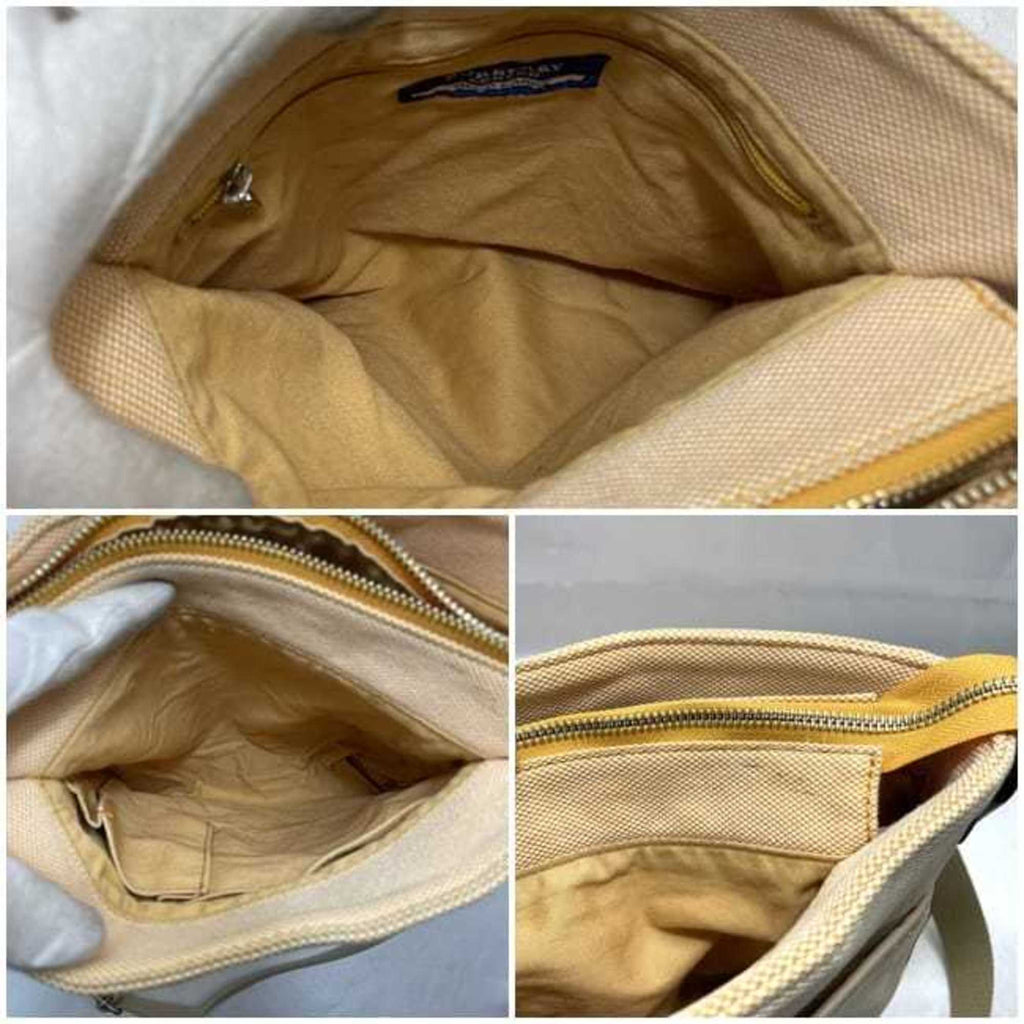 Burberry Beige Orange Canvas Shoulder Bag