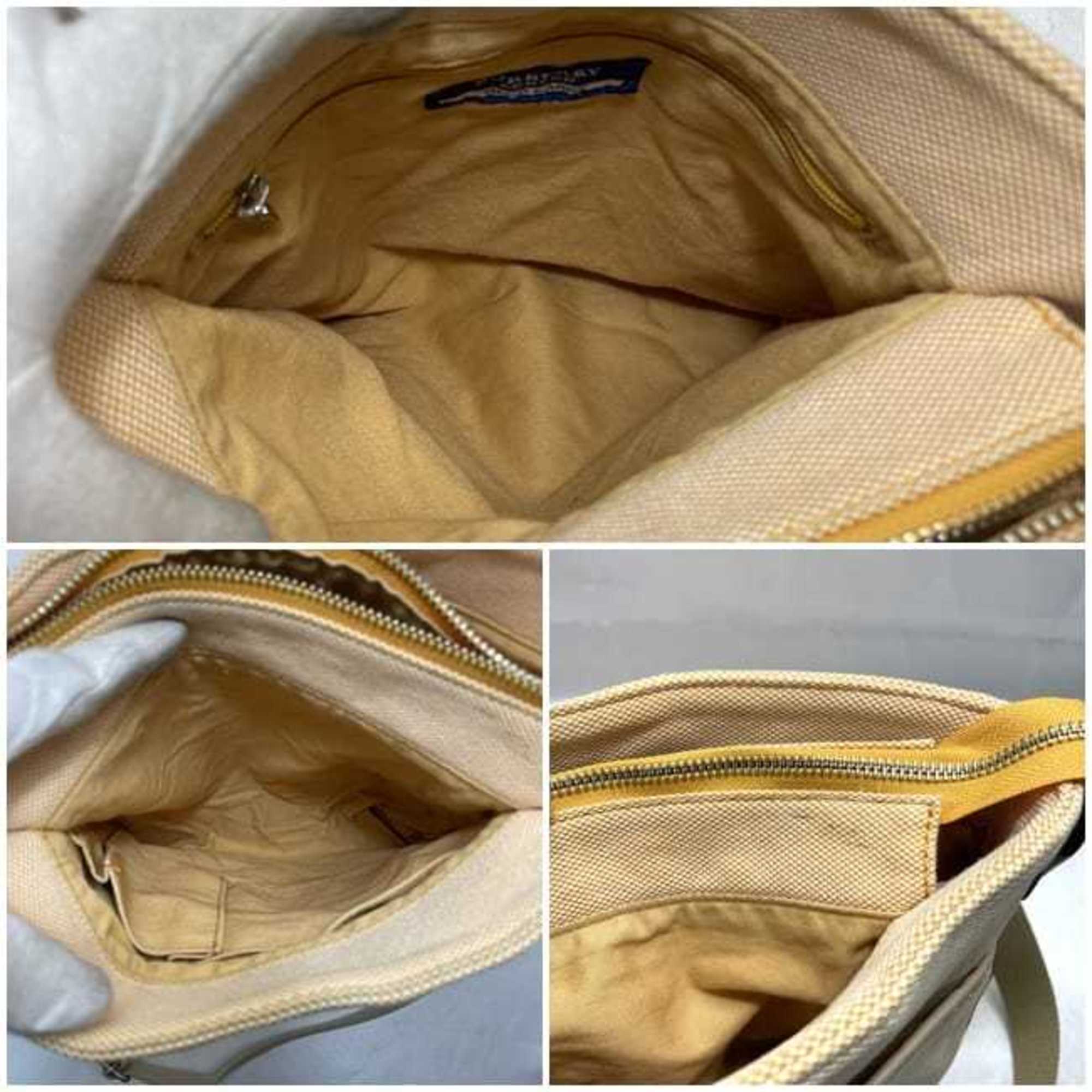 Burberry Beige Orange Canvas Shoulder Bag