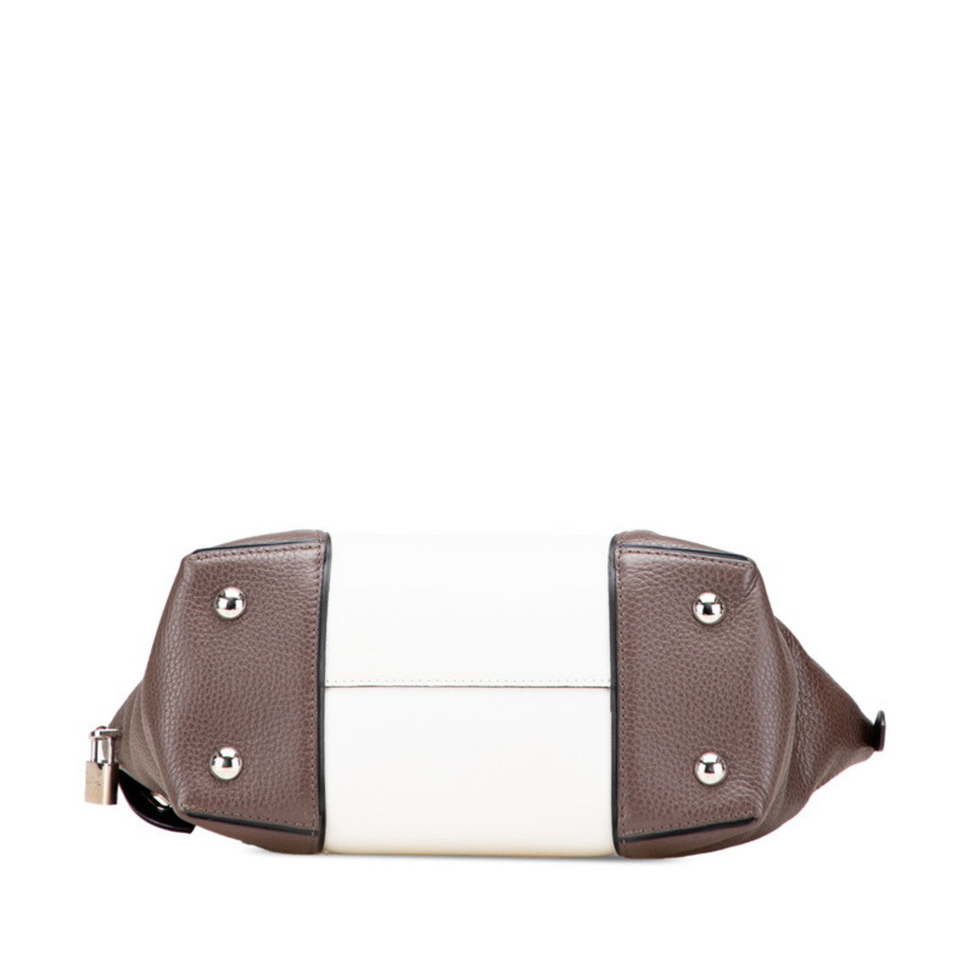 Louis Vuitton Dark Brown Off-White Leather Handbag