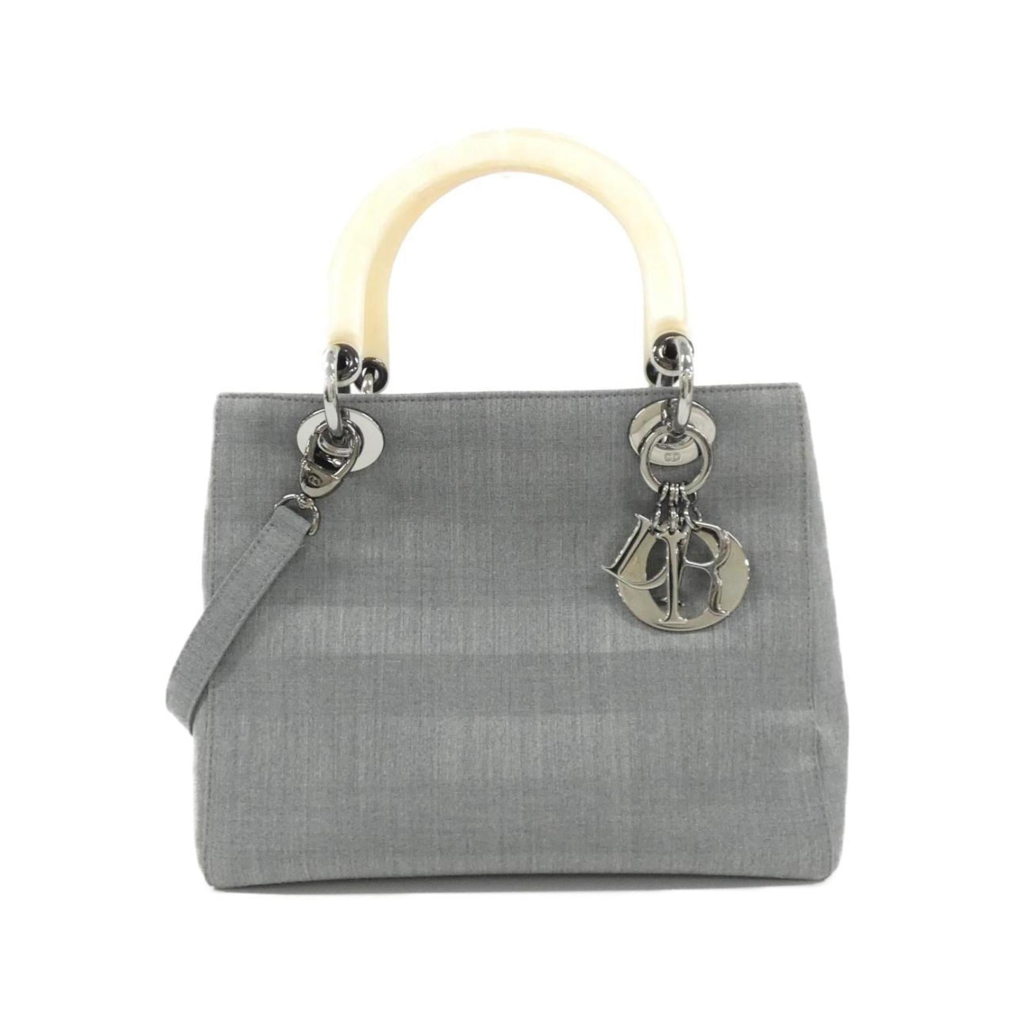 Christian Dior Beige Gray Canvas Handbag (Pre-Owned)