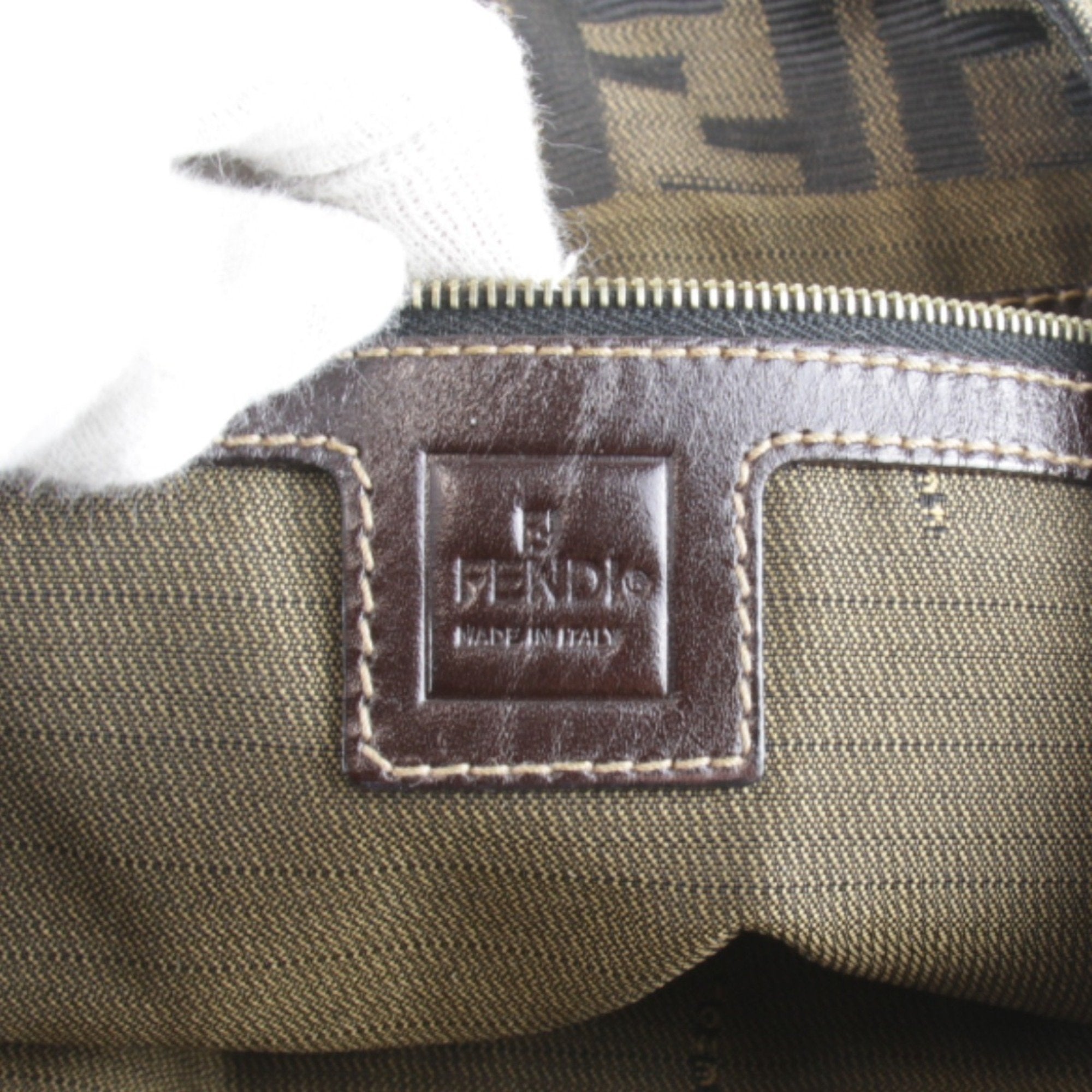 Fendi Khaki Canvas Handbag