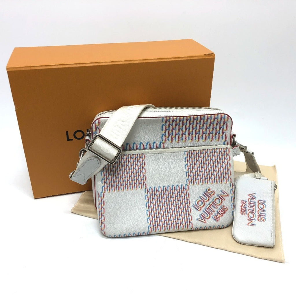 Louis Vuitton White Yellow Damier Canvas Pouch Shoulder Bag