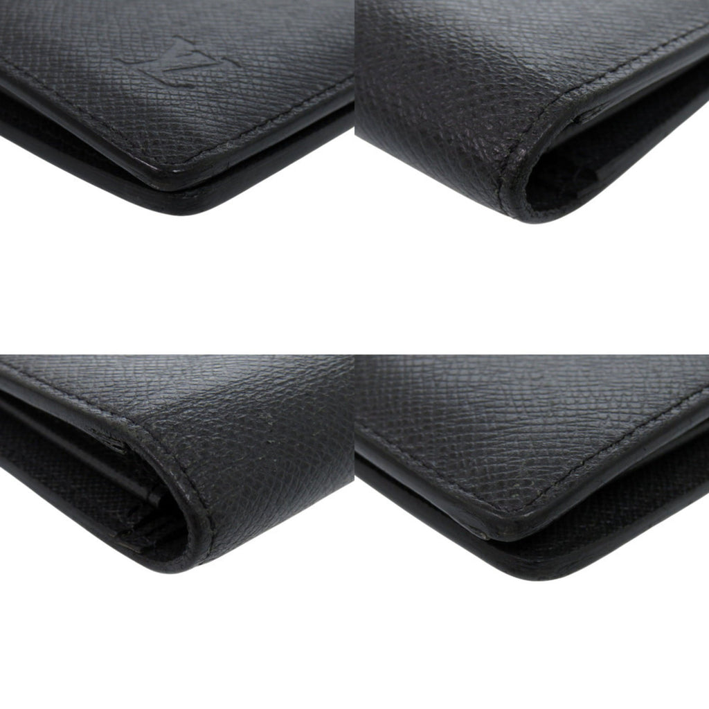 Louis Vuitton Black Noir Taiga Leather Leather Long Wallet